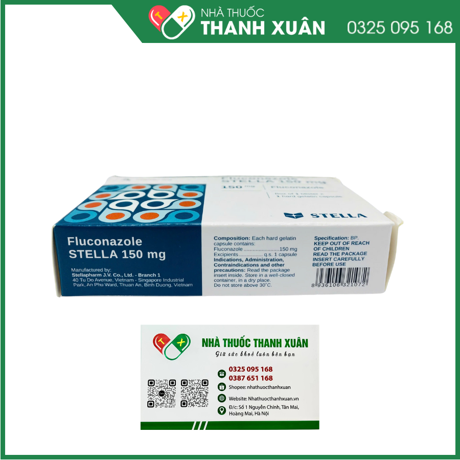 Fluconazole Stella 150 mg điều trị nấm, viêm màng não
